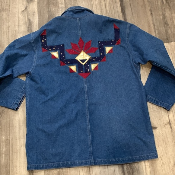 Vintage CMC RARE Sundance Tribal Denim Long Coat - Picture 12 of 14